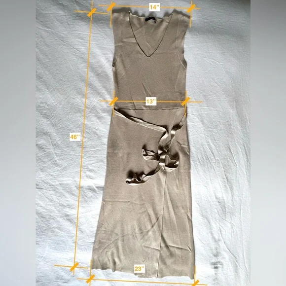 MNG Nude Belted Knit Midi Dress - Picture 8 of 8